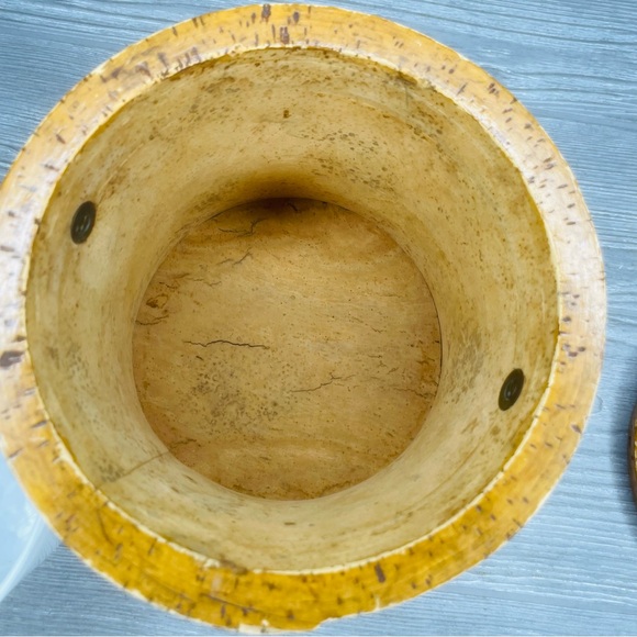 Vintage rare Cork and brass ice bucket bar wear 1940s retro glam with brass pear - Picture 5 of 16